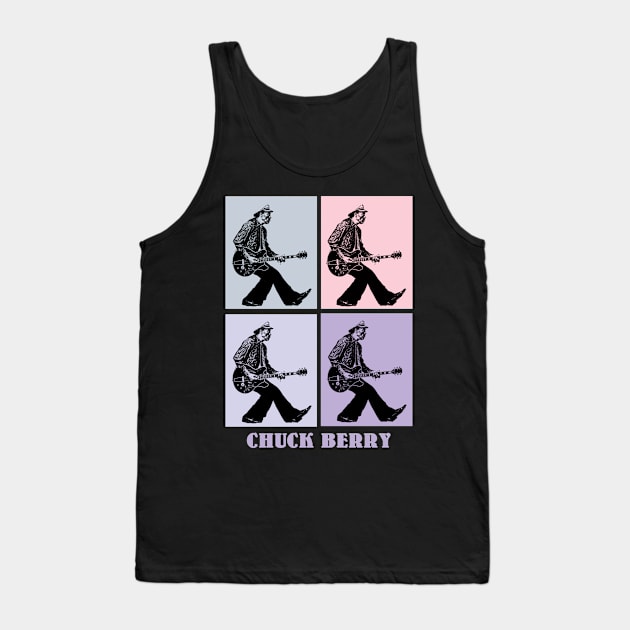 Chuck Berry Guitar Dance Pop Art Tank Top by KERIKIL